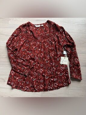 Cafe Marrakesh Notched Lurex Floral Blouse